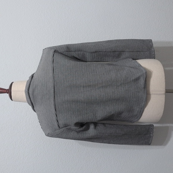 Premise Textured Black & White Striped Open Blazer Zippered Pockets Women Small - Picture 4 of 10